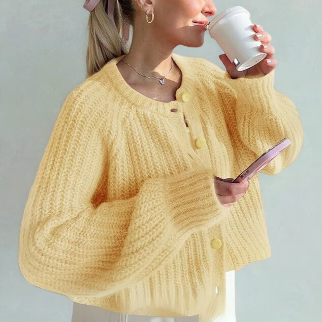 ELOWEN | Round Neck Button-Down Cardigan