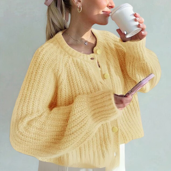 ELOWEN | Round Neck Button-Down Cardigan