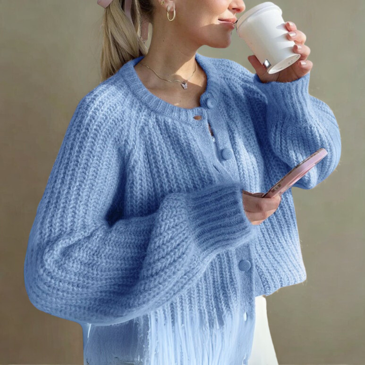 ELOWEN | Round Neck Button-Down Cardigan