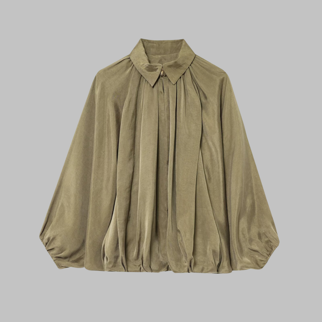 CHARLIZE™ - Vintage Oversized Puffed Batwing Sleeve Bomber Jacket