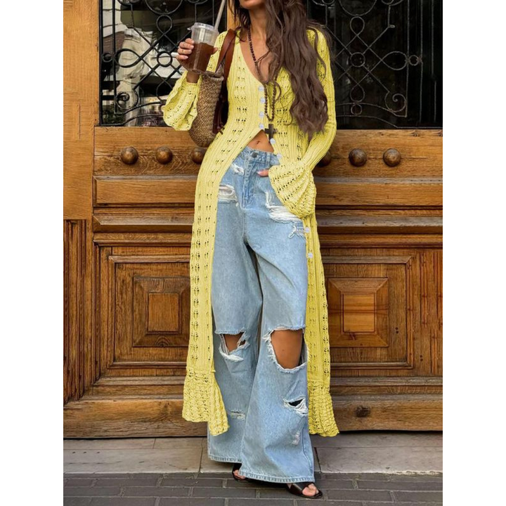 ADOWBI | Flounce Sleeve Fitted Cardigan