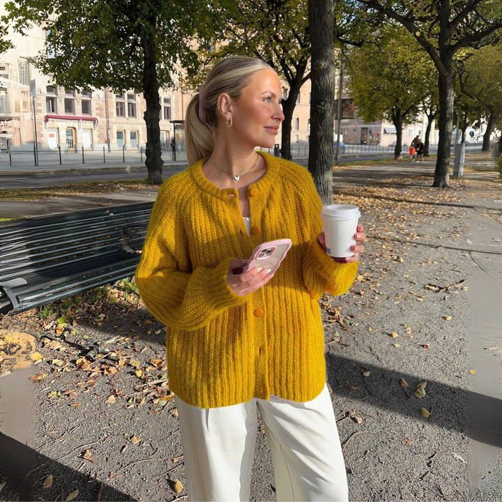 ELOWEN | Round Neck Button-Down Cardigan