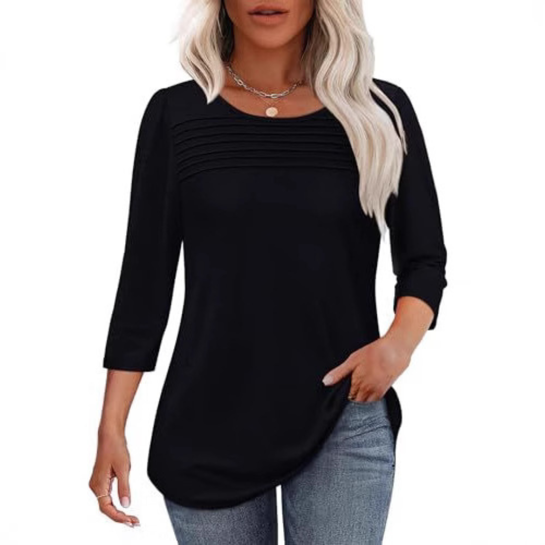 TESSARA™ – Casual Pleated Front Spring Top