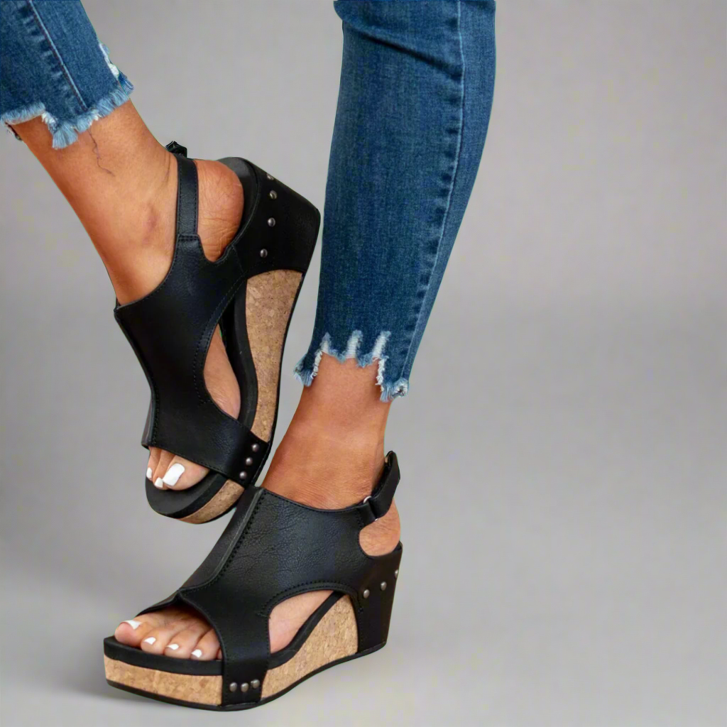 Luarya |  Everyday Comfort Cork Wedge Sandals