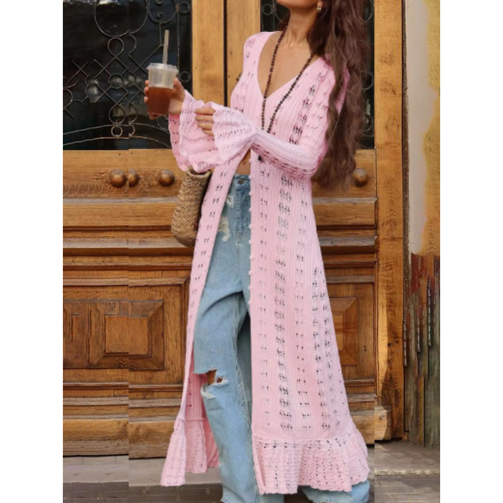 ADOWBI | Flounce Sleeve Fitted Cardigan