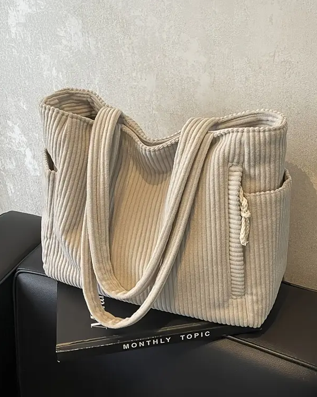 SOCIANI | Trending Ribbed Tote Bag