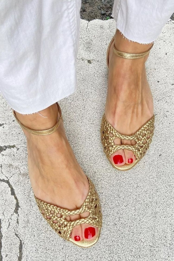Willow | Golden Woven Sandals