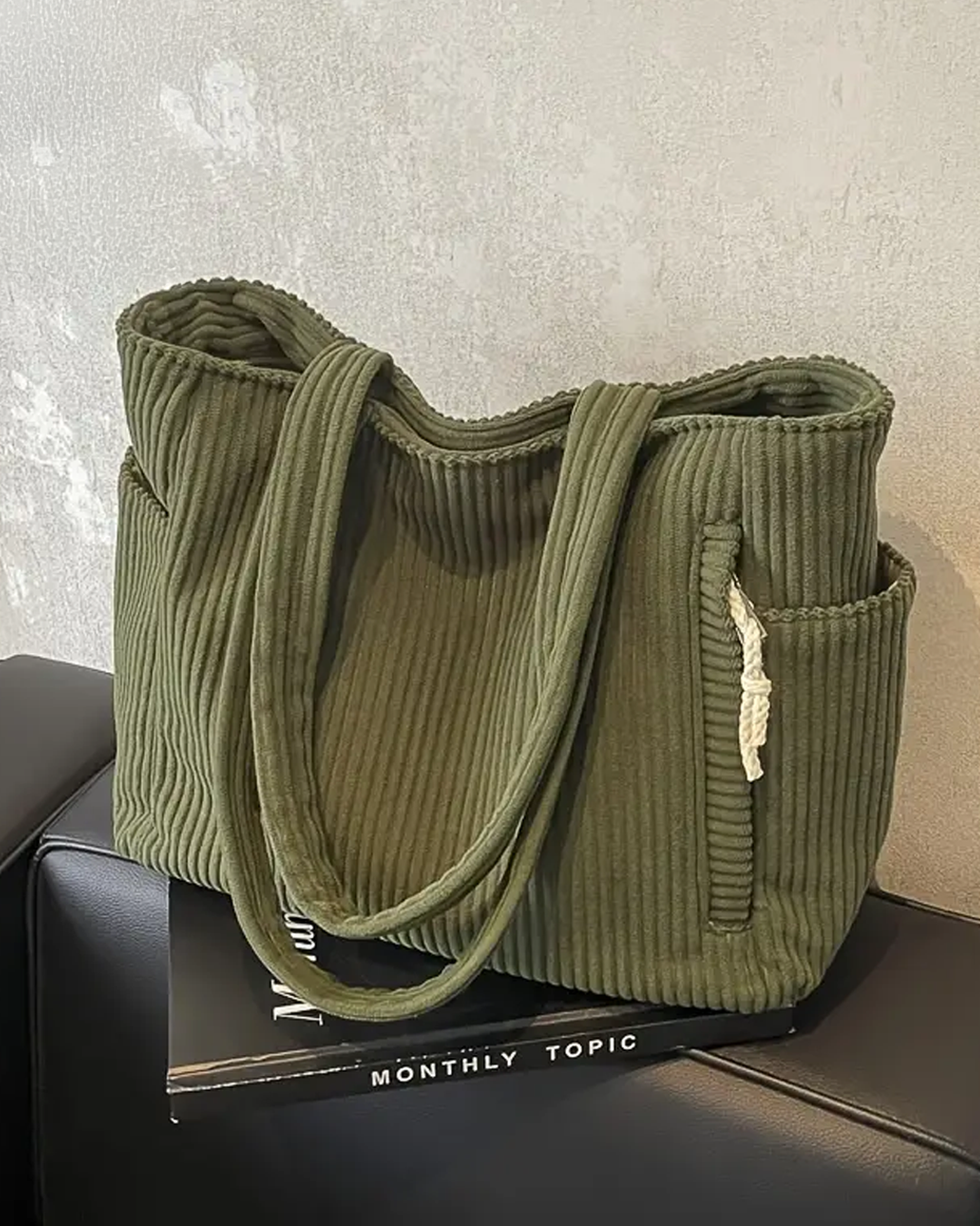 SOCIANI | Trending Ribbed Tote Bag