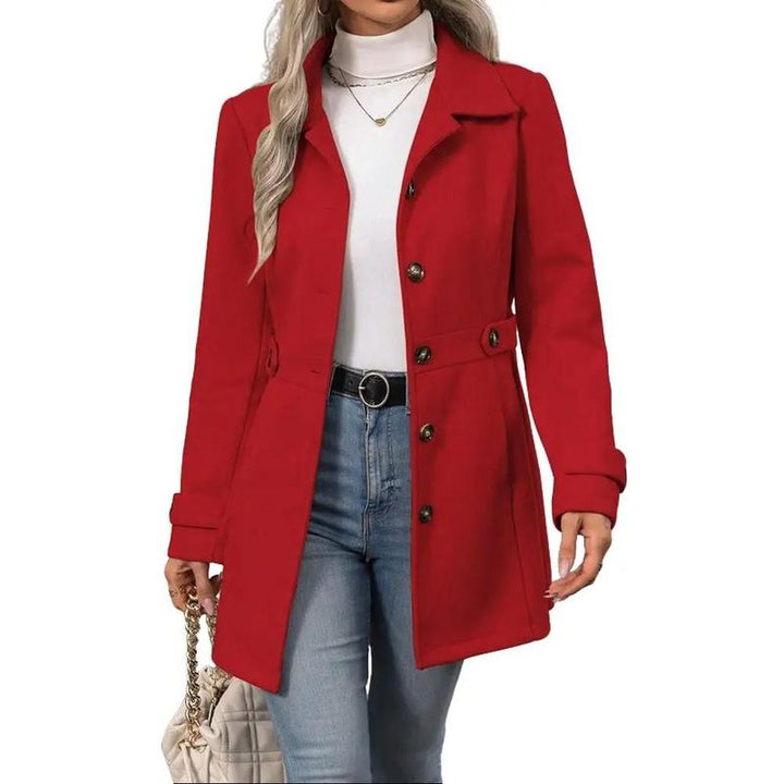 FIONA™ - Elegant Notched Shawl Collar Winter Long Coat