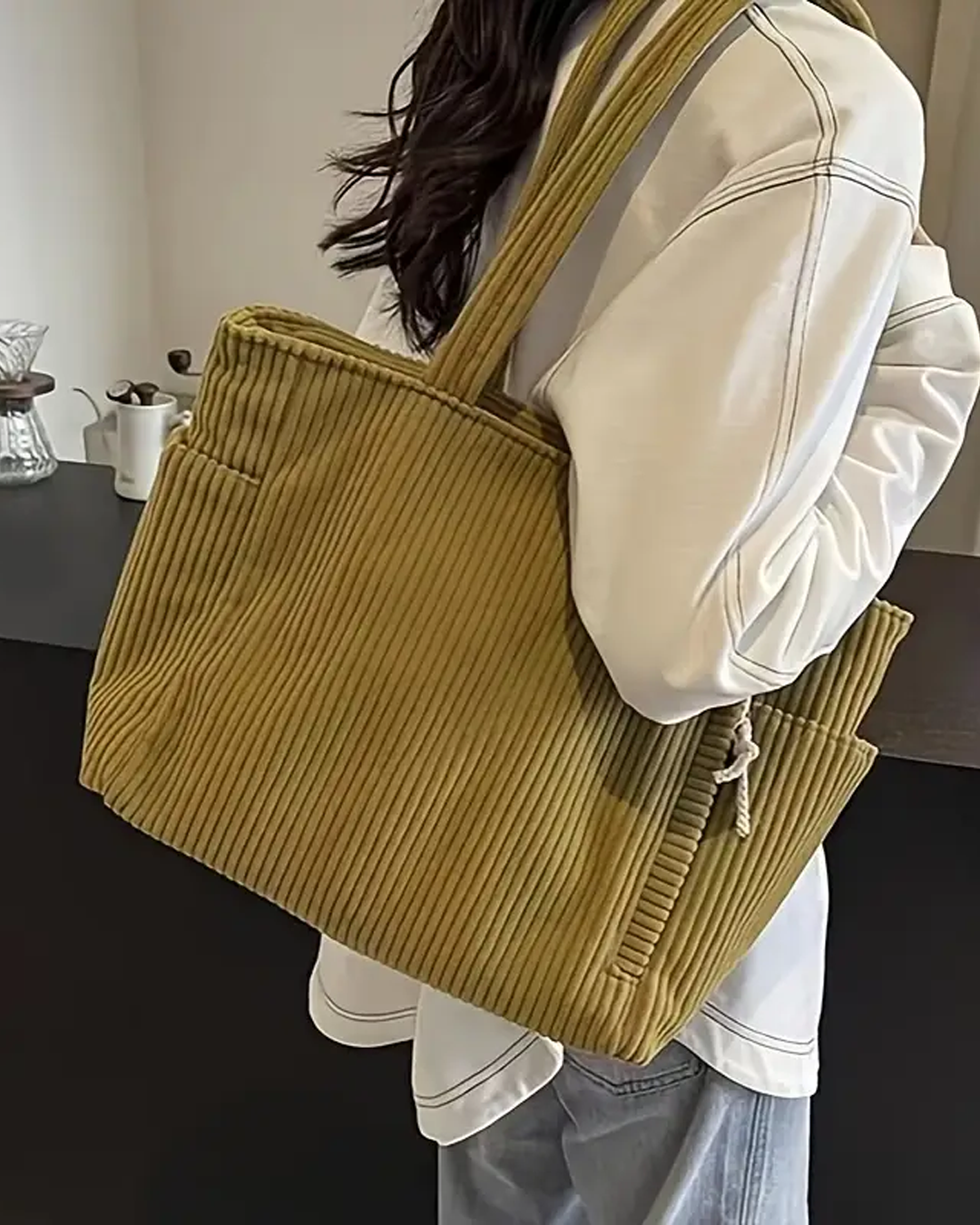 SOCIANI | Trending Ribbed Tote Bag