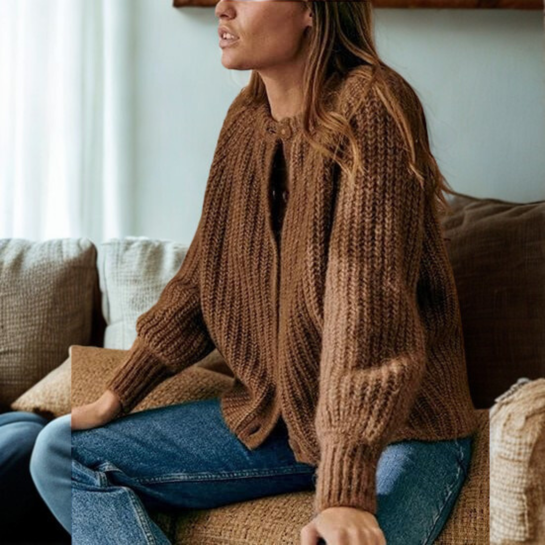 ELOWEN | Round Neck Button-Down Cardigan
