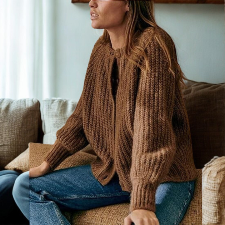 ELOWEN | Round Neck Button-Down Cardigan