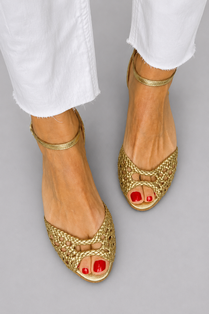 Willow | Golden Woven Sandals