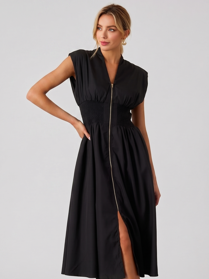 CONSTANCE | Zip-Front Midi Dress