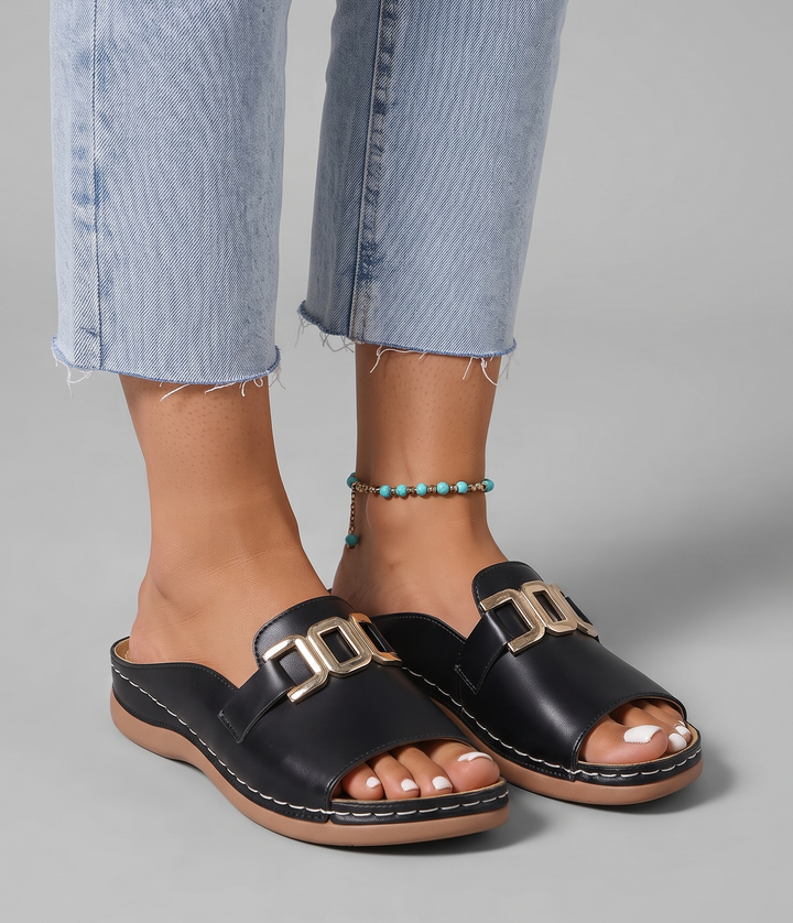 Michelle | Block Heel Slip-On Sandals