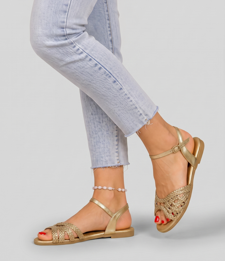 Willow | Golden Woven Sandals