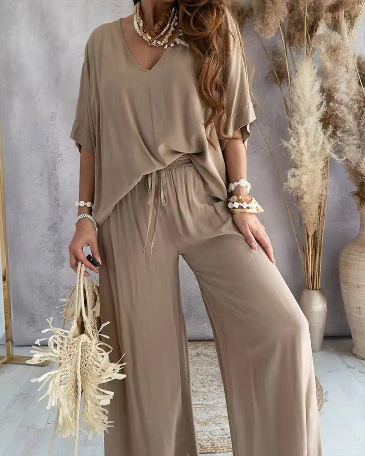 RAJA™ – Comfy Summer V-Neck and Wide-Leg Co-Ord