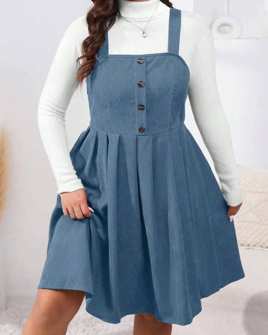 NADELEINE™ - Casual Plus Size Pleated A-Line Sleeveless Mini Dress