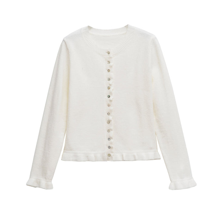 KIANA™ - Cozy Button-Up Cardigan with Lettuce Trim for Cold Weather