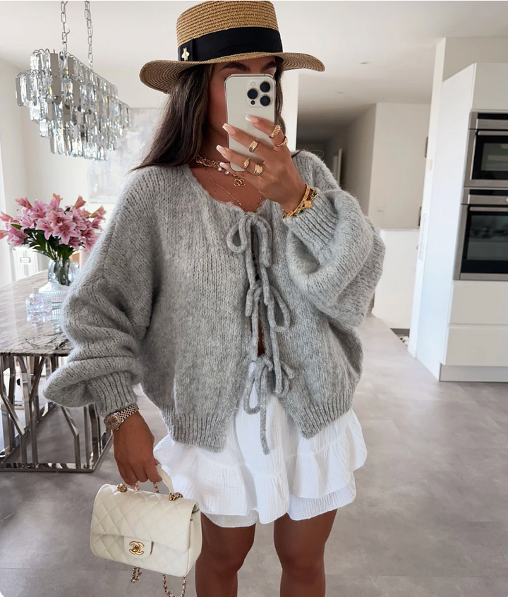 EVA | Knitted Bow Cardigan