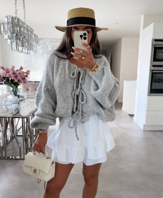 EVA | Knitted Bow Cardigan
