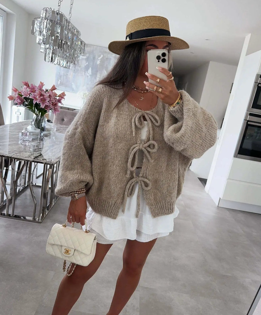 EVA | Knitted Bow Cardigan