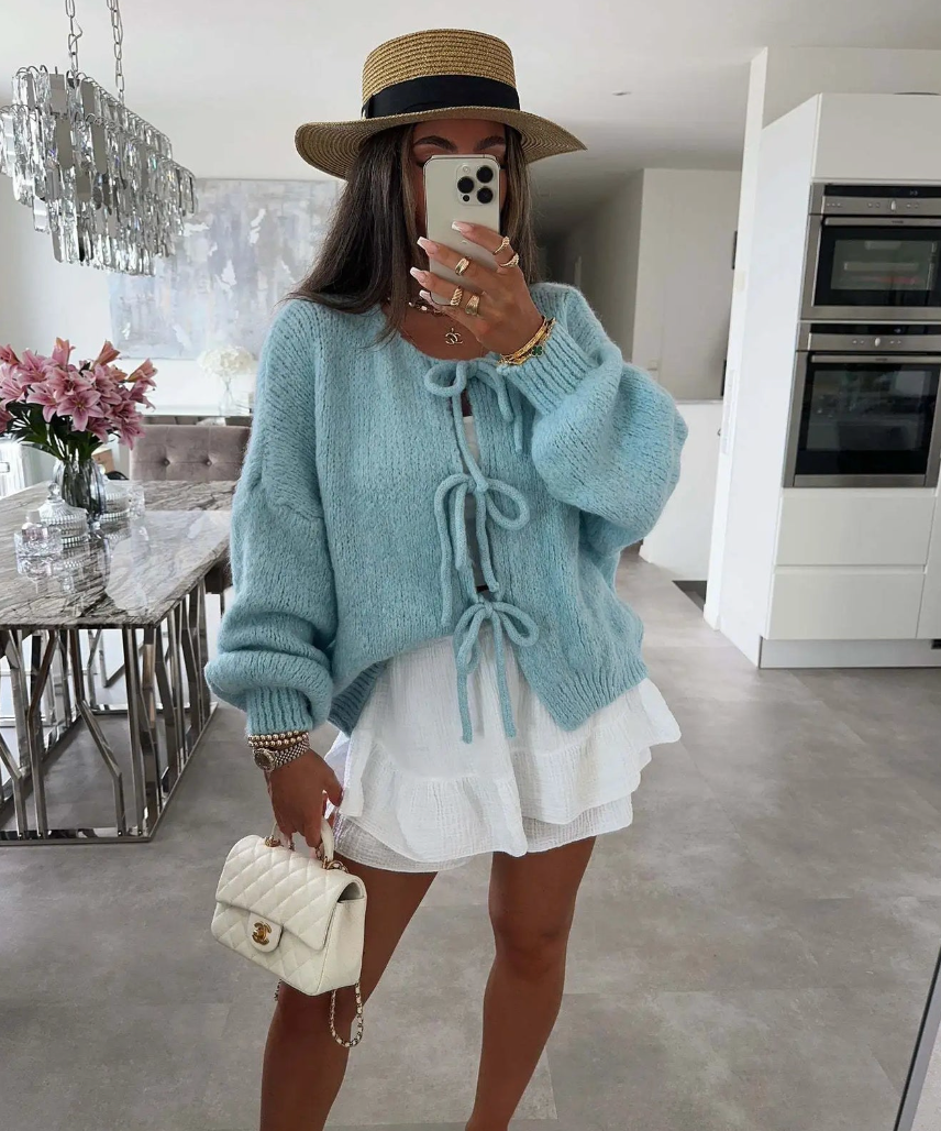 EVA | Knitted Bow Cardigan