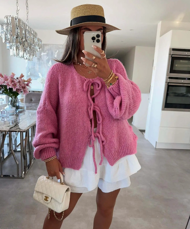 EVA | Knitted Bow Cardigan