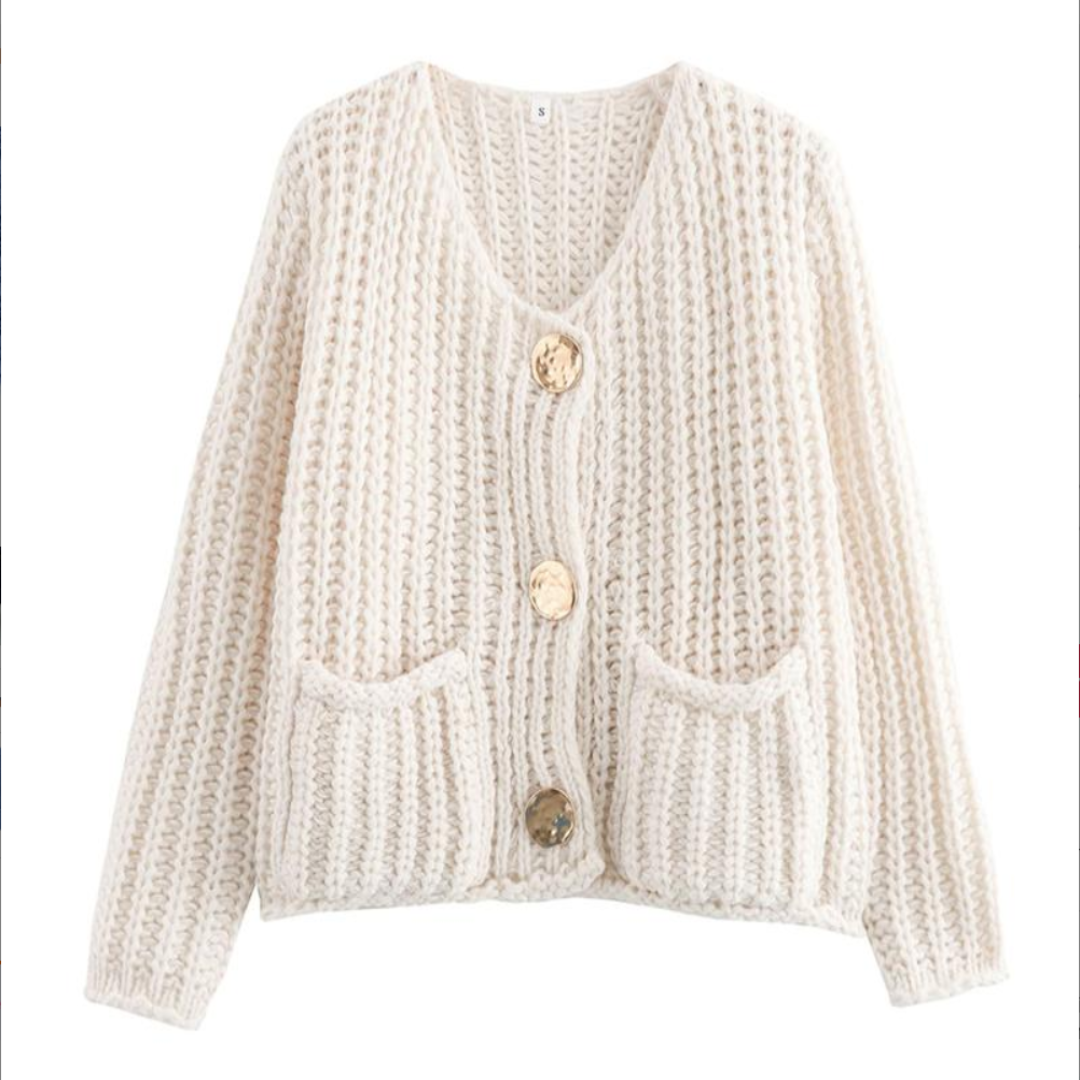 CASSY™ - Casual Long Sleeve Chunky Knit Cropped Cardigan
